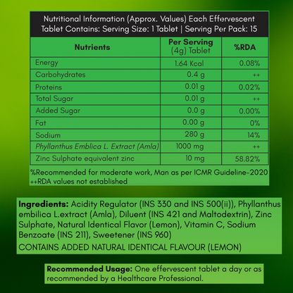 Lukewarm Vitamin C with Zinc | 15 Effervescent Tablets | Lemon Flavour