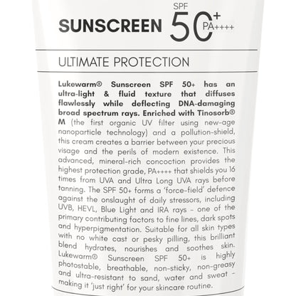 Lukewarm Sunscreen SPF 50+ PA++++, 100ml : Ultra - Light and Powerful Nanoparticle Technology with Balance of Protection & Hydration - Lukewarm